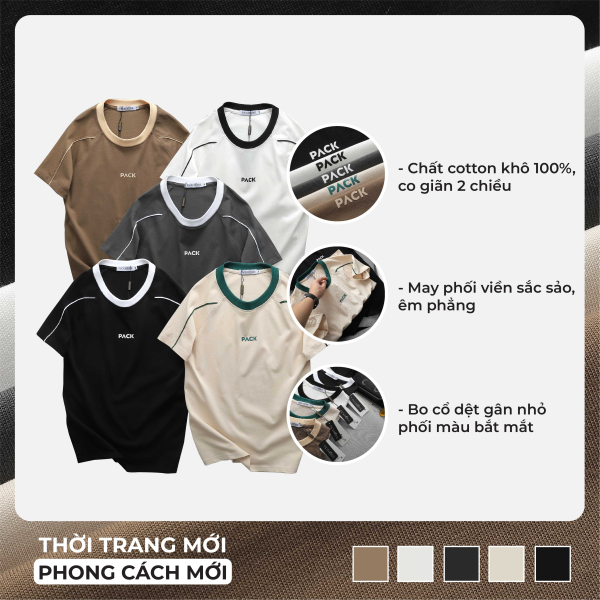Áo thun nam Pack viền vai